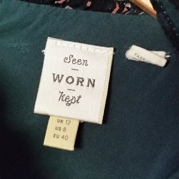 Anthropologie Seen Worn Kept Davina Leopard Belted Midi Dress Hunter Green US 8 - Picture 7 of 16